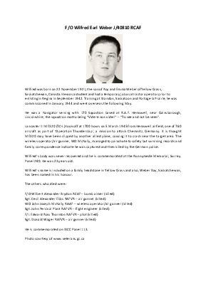 A preview of a PDF biography for Weber, Wilfred Earl